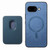 Google Pixel 9a Retro Magsafe Card Bag PU Back Cover Phone Case - Blue