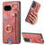 Google Pixel 9a Retro Skin-feel Ring Card Bag Phone Case with Hang Loop - Pink