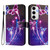 Samsung Galaxy S24 FE Art Colored Drawing Pattern Leather Phone Case - Fireworks butterfly