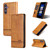 Samsung Galaxy S24 FE AZNS Magnetic Calf Texture Flip Leather Phone Case - Light Brown