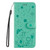 Samsung Galaxy S24 FE Cat and Bee Embossed Flip Leather Phone Case - Green