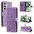 Samsung Galaxy S24 FE Cat and Bee Embossed Flip Leather Phone Case - Purple