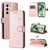 Samsung Galaxy S24 FE Cat and Bee Embossed Flip Leather Phone Case - Rose Gold
