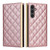 Samsung Galaxy S24 FE Crossbody Rhombic Sucker Leather Phone Case - Rose Gold