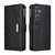 Samsung Galaxy S24 FE Crossbody Zipper Wallet Rhombus Leather Phone Case - Black