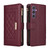 Samsung Galaxy S24 FE Crossbody Zipper Wallet Rhombus Leather Phone Case - Wine Red