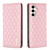 Samsung Galaxy S24 FE Diamond Lattice Magnetic Leather Flip Phone Case - Pink