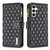 Samsung Galaxy S24 FE Diamond Lattice Zipper Wallet Leather Flip Phone Case - Black