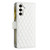 Samsung Galaxy S24 FE Diamond Lattice Zipper Wallet Leather Flip Phone Case - White