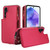 Samsung Galaxy S24 FE Double Flap Zipper RFID Leather Phone Case with Short Lanyard - Red