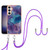 Samsung Galaxy S24 FE Electroplating Marble Dual-side IMD Phone Case with Lanyard - Purple 016