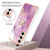 Samsung Galaxy S24 FE Electroplating Marble IMD TPU Phone Case with Ring Holder - Purple 001