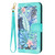 Samsung Galaxy S24 FE Floral Pattern Leather Phone Case with Lanyard - Green