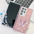 Samsung Galaxy S24 FE Plating Glitter Lens Film Texture Butterfly Holder Wristband Phone Case - Pink Water Ripples