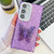 Samsung Galaxy S24 FE Plating Glitter Texture Butterfly Holder TPU Phone Case with Lens Film - Purple Shell Pattern
