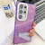 Samsung Galaxy S24 FE Plating Glitter Texture Fold Holder TPU Phone Case with Lens Film - White Shell Pattern