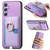 Samsung Galaxy S24 FE Retro Cross Leather Ring Side Insert Card Bag MagSafe Phone Case - Purple