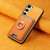 Samsung Galaxy S24 FE Retro Cross Leather Ring Vertical Insert Card Bag MagSafe Phone Case - Yellow