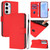Samsung Galaxy S24 FE Skin Feel Solid Color Leather Phone Case with Lanyard - Red Samsung Galaxy S24 FE Skin Feel Solid Color Leather Phone Case with Lanyard - Red