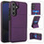 Samsung Galaxy S24 FE Tri-fold Holder Leather Phone Case with Card Slot - Dark Purple