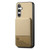 Samsung Galaxy S24 FE Twill Fabric Leather Vertical Flip RFID Card Bag Phone Case - Khaki
