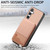 Samsung Galaxy S24 FE Twill Fabric Leather Vertical Flip RFID Card Bag Phone Case - Pink