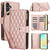 Samsung Galaxy S24 FE YM016 Rhombic Zipper Card Wallet Leather Phone Case with Lanyard - Rose Gold