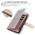 Samsung Galaxy S24 FE YM016 Rhombic Zipper Card Wallet Leather Phone Case with Lanyard - Rose Gold