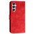 Samsung Galaxy S24 FE YX0080 Grid Butterfly Embossed Pattern Flip Leather Phone Case with Lanyard - Red