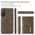 Samsung Galaxy A26 5G DG.MING M1 Series 3-Fold Multi Card Wallet + Magnetic Phone Case - Coffee
