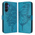 Samsung Galaxy A26 5G Global Embossed Butterfly Leather Phone Case - Blue