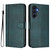 Samsung Galaxy A26 5G Global Line Splicing Buckle Retro Leather Phone Case - Dark Green