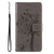 Samsung Galaxy A26 5G Global Tree & Cat Embossed Pattern Flip Leather Phone Case - Grey