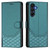 Samsung Galaxy A26 5G Honeycomb Embossing RFID Leather Phone Case - Peacock Green