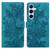 Samsung Galaxy A26 5G Lace Floral Embossed Magnetic Buckle PU Phone Case With Wrist Strap - Green
