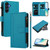 Samsung Galaxy A26 5G Magnetic Closure 9 Card Slots Zipper Leather Case with Hand Strap - Turquoise
