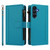 Samsung Galaxy A26 5G Magnetic Closure 9 Card Slots Zipper Leather Case with Hand Strap - Turquoise