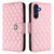 Samsung Galaxy A26 5G Rhombic Texture Flip Leather Phone Case with Lanyard - Pink