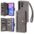 Samsung Galaxy A26 5G Rivet Buckle 9 Cards Three Fold Leather Phone Case - Grey