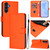 Samsung Galaxy A26 5G Skin Feel Solid Color Leather Phone Case with Lanyard - Orange