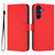 Samsung Galaxy A26 5G Skin Feel Solid Color Leather Phone Case with Lanyard - Red