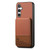 Samsung Galaxy A26 5G Twill Fabric Leather Vertical Flip RFID Card Bag Phone Case - Brown