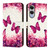 Samsung Galaxy S25 Edge 5G 3D Painting Horizontal Flip Leather Phone Case - Rose Butterfly