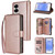 Samsung Galaxy S25 Edge 5G 9-Card Slots Zipper Wallet Bag Leather Phone Case - Rose Gold