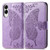Samsung Galaxy S25 Edge 5G Butterfly Love Flower Embossed Leather Phone Case - Lavender