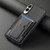 Samsung Galaxy S25 Edge 5G Carbon Fiber Fold Stand Elastic Card Bag Phone Case - Black