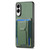 Samsung Galaxy S25 Edge 5G Carbon Fiber Fold Stand Elastic Card Bag Phone Case - Green