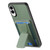 Samsung Galaxy S25 Edge 5G Carbon Fiber Fold Stand Elastic Card Bag Phone Case - Green