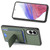 Samsung Galaxy S25 Edge 5G Carbon Fiber Fold Stand Elastic Card Bag Phone Case - Green