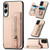 Samsung Galaxy S25 Edge 5G Carbon Fiber Horizontal Flip Zipper Wallet Phone Case - Khaki